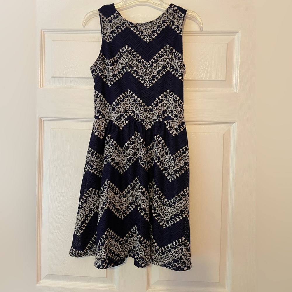 Blue and white lace dress